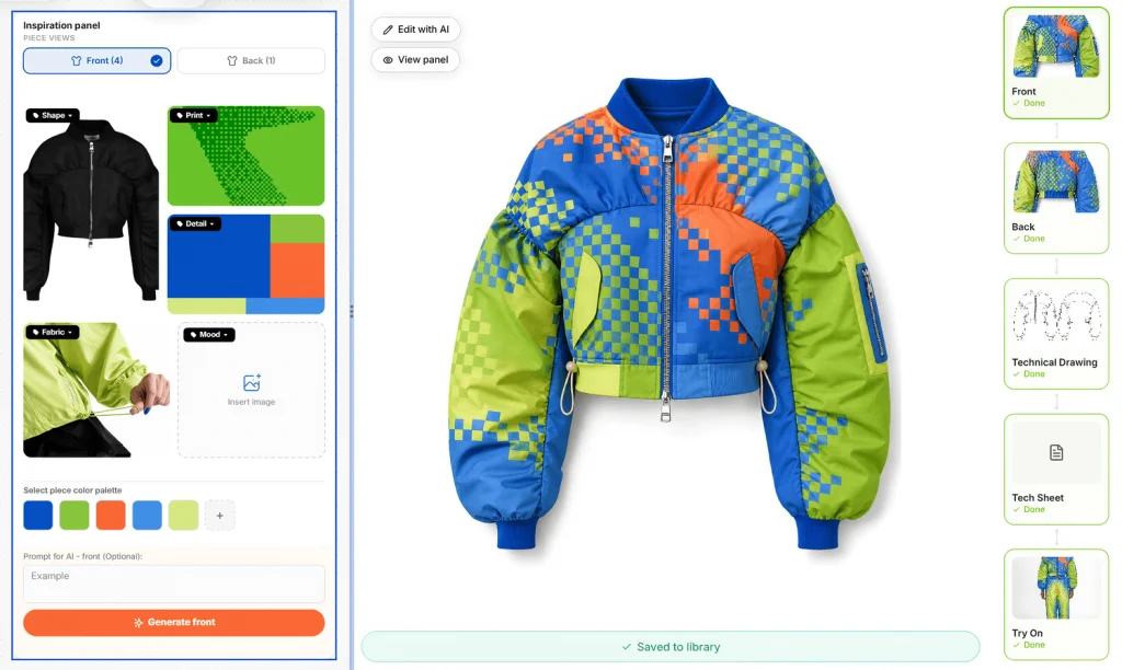 dibujo de ia: una chaqueta de colores creada con la inteligencia artificial de la solución Looksmaker