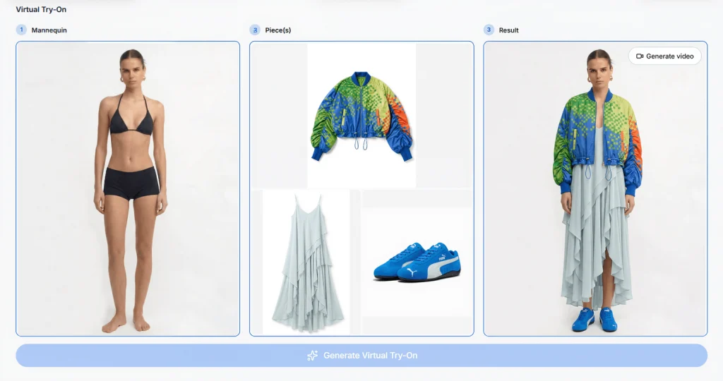 dibujo de ia: prueba virtual de prendas en una modelo digital