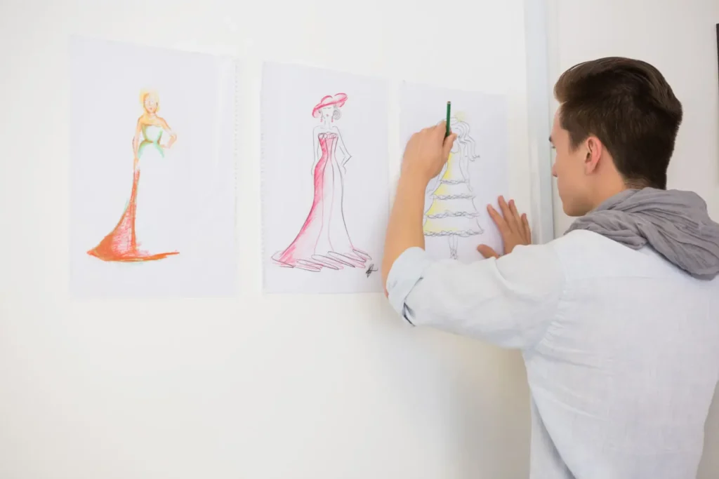 diseño de modas: hombre haciendo diseños de moda