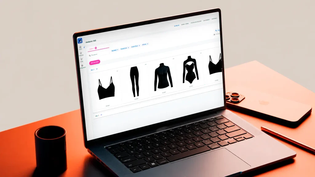 Tela de notebook mostrando uma coleção dentro do Audaces Isa, Fashion PLM onde é possível acompanhar o time-to-market.